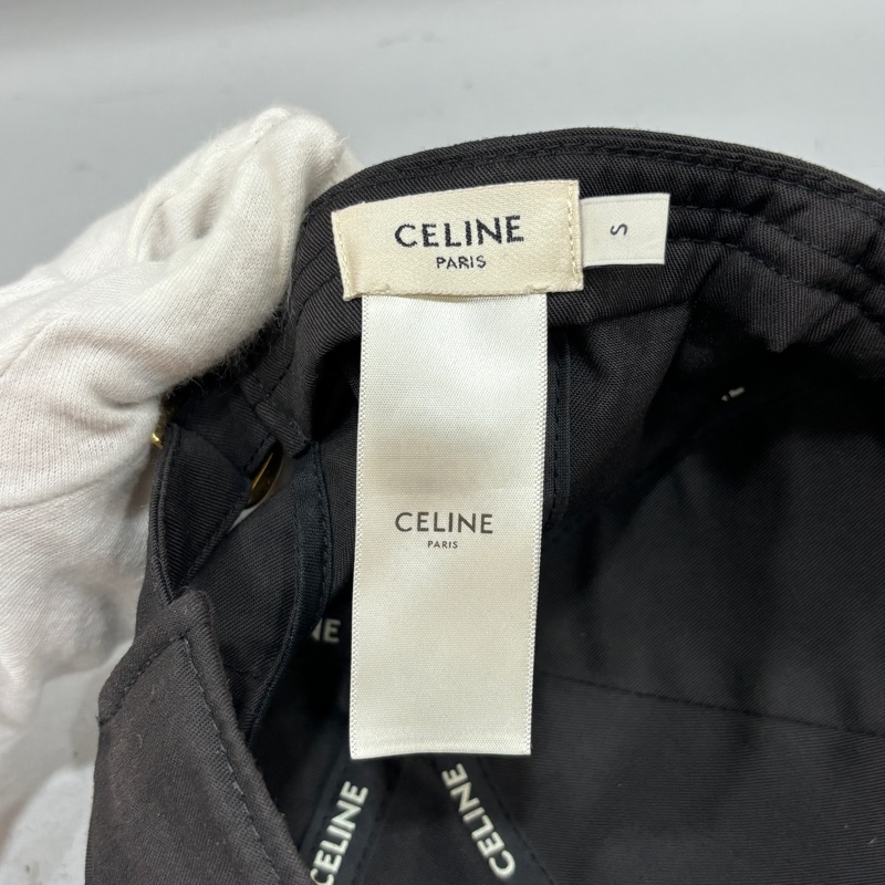 Celine黑底白字logo經典棒球帽 鴨舌帽-11