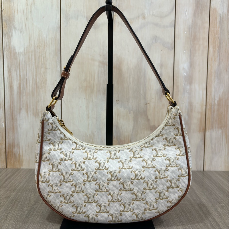 CELINE AVA TRIOMPHE 193952 米色 咖皮 凱旋門 腋下包 彎月包 肩背包 牛角包 可頌包-0