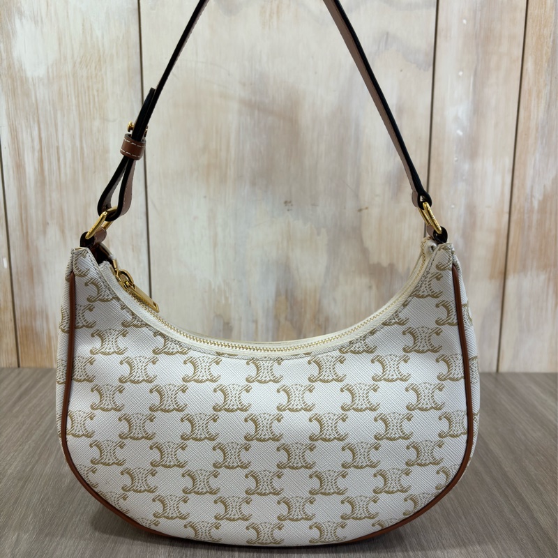CELINE AVA TRIOMPHE 193952 米色 咖皮 凱旋門 腋下包 彎月包 肩背包 牛角包 可頌包-5