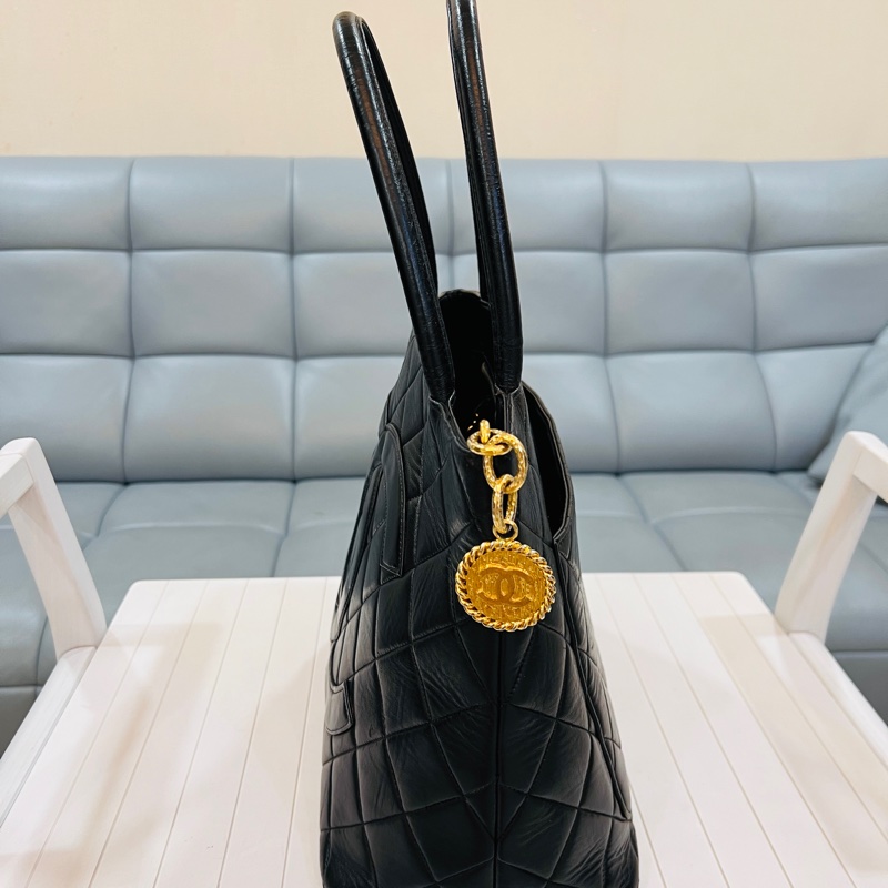 香奈兒vintage老香黑金金幣托特包，可小議-2