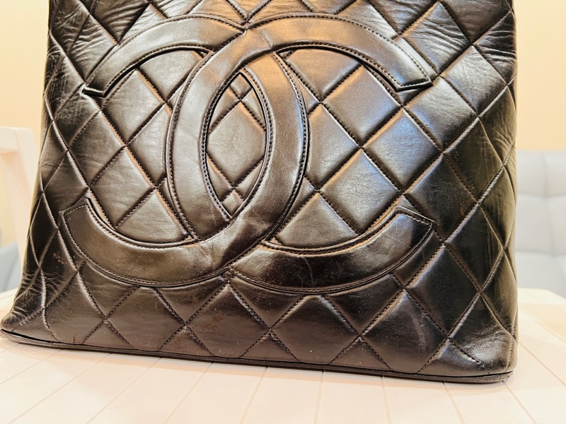 香奈兒vintage老香黑金金幣托特包，可小議-7