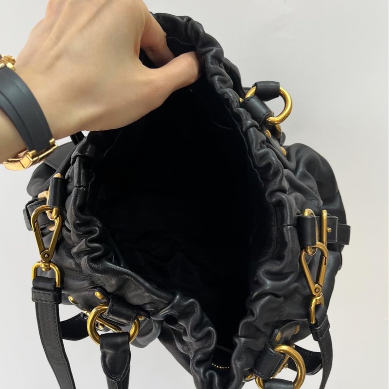 prada 全皮高菲包 黑金南瓜包 單肩斜挎-4