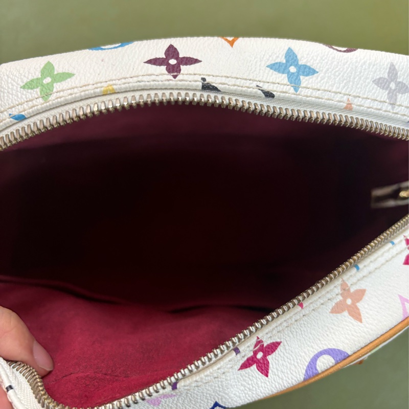 LV 限量款村上隆 白三彩珍妮 中古包 手提包-5