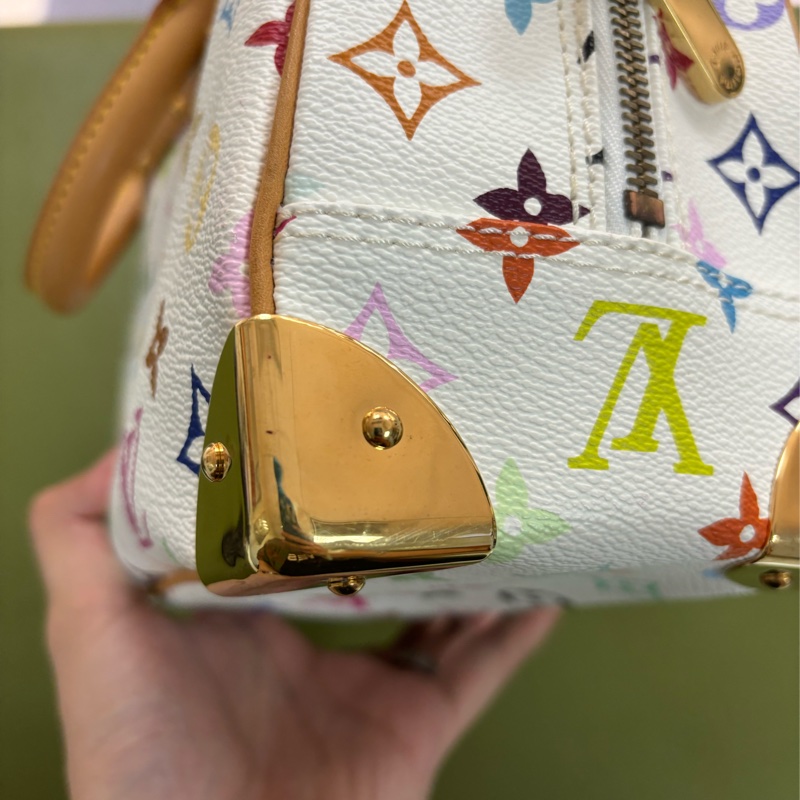 LV 限量款村上隆 白三彩珍妮 中古包 手提包-6