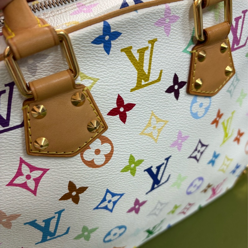 LV 限量款村上隆 白三彩珍妮 中古包 手提包-8