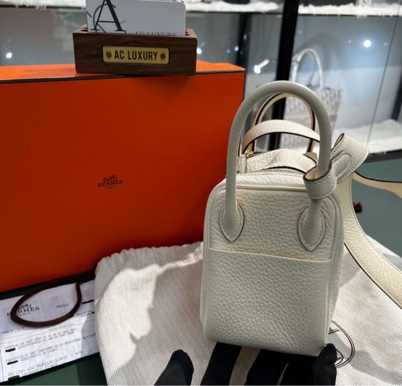 Hermes Mini Lindy 奶油白金扣 TC皮 U刻 全套🤍💛-1