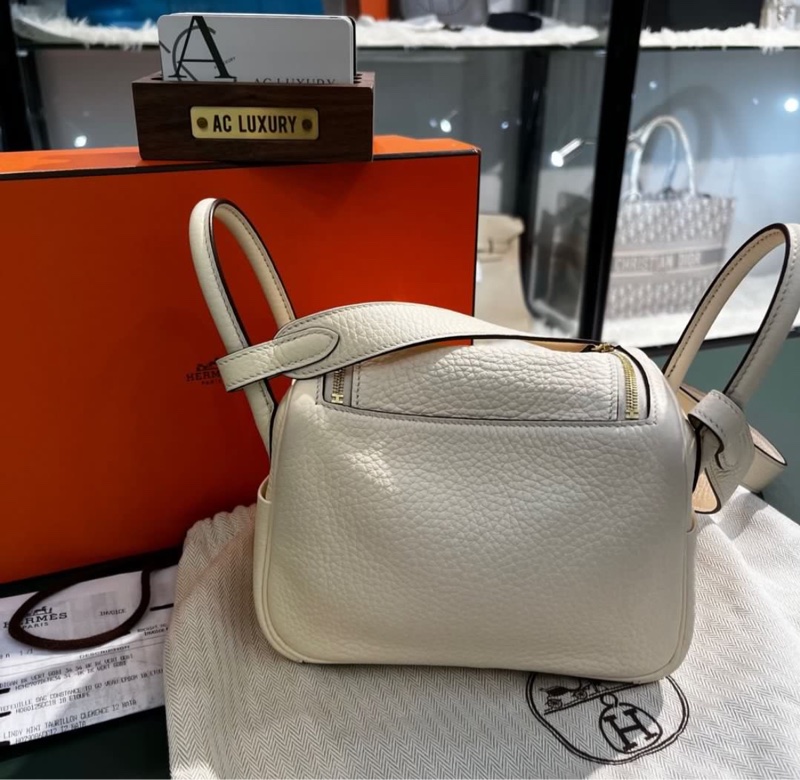 Hermes Mini Lindy 奶油白金扣 TC皮 U刻 全套🤍💛-2