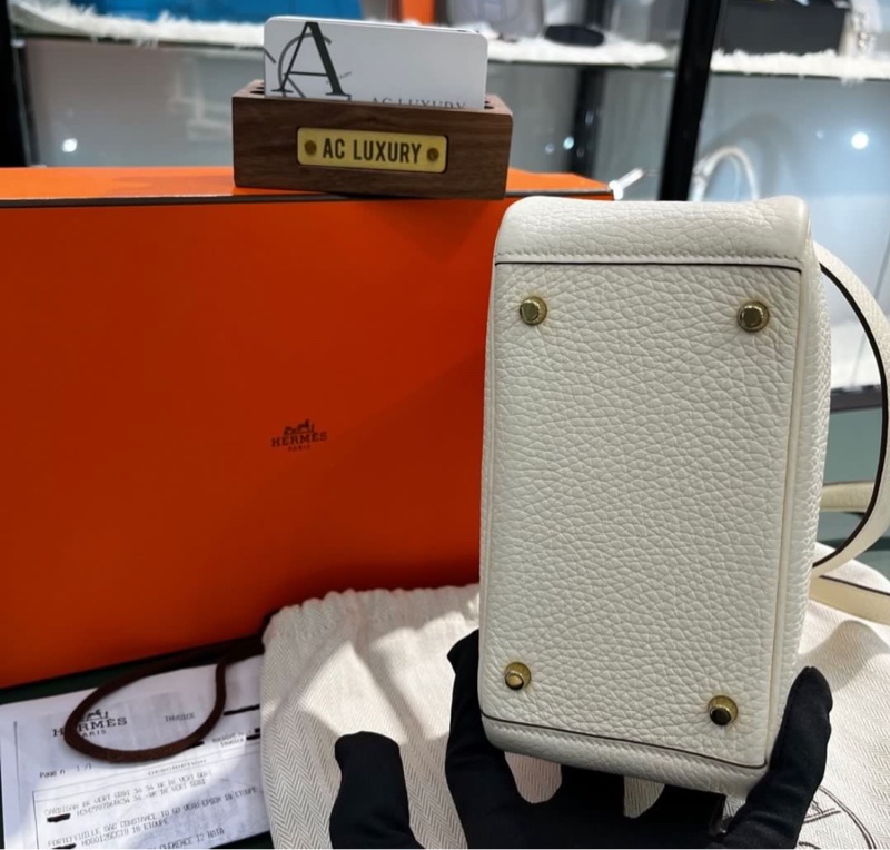 Hermes Mini Lindy 奶油白金扣 TC皮 U刻 全套🤍💛-4