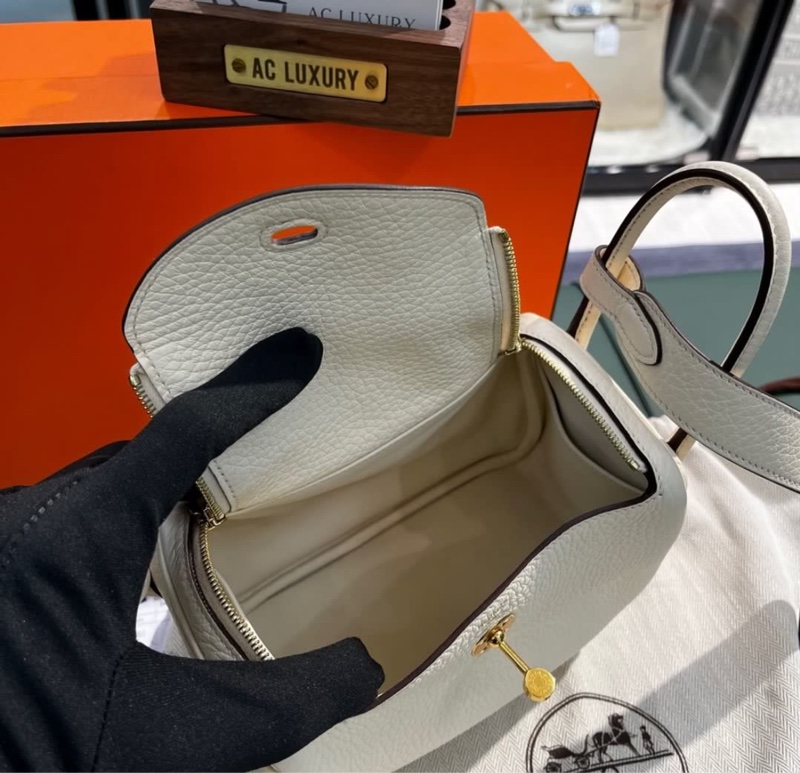 Hermes Mini Lindy 奶油白金扣 TC皮 U刻 全套🤍💛-6