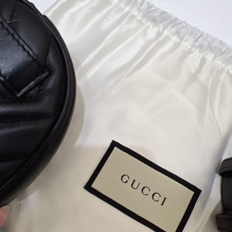 Gucci 馬夢marmont 黑金腰包-13