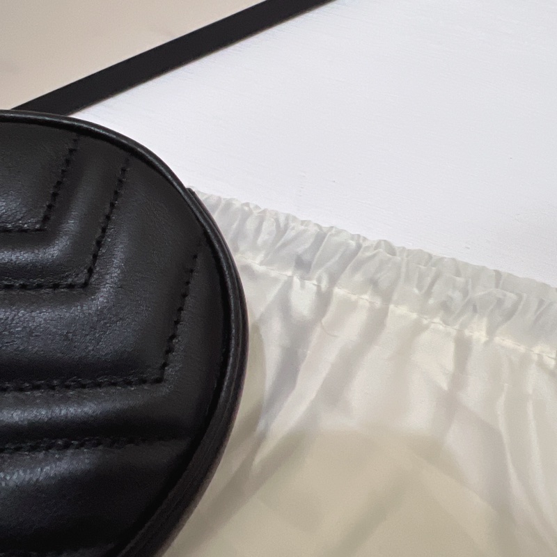 Gucci 馬夢marmont 黑金腰包-15