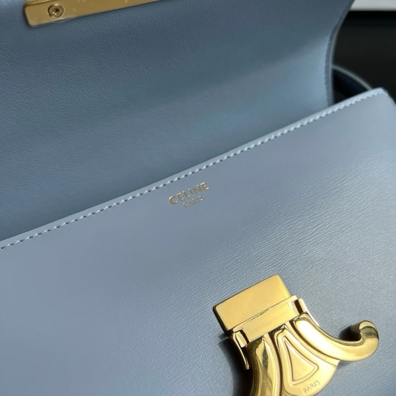 全新正品CELINE  Triomphe SHOULDER BAG 霧霾藍凱旋門亮面牛皮肩下腋下包（購於網紅陳卉 林襄）可優惠-6