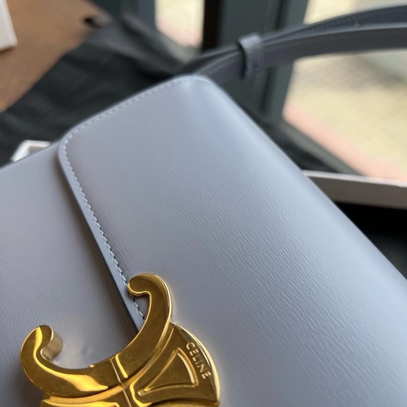 全新正品CELINE  Triomphe SHOULDER BAG 霧霾藍凱旋門亮面牛皮肩下腋下包（購於網紅陳卉 林襄）可優惠-7