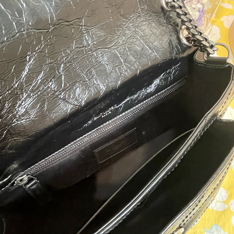 ❤️熱門實用 YSL  Saint Laurent Niki 包 中款 黑銀款 近全新-10