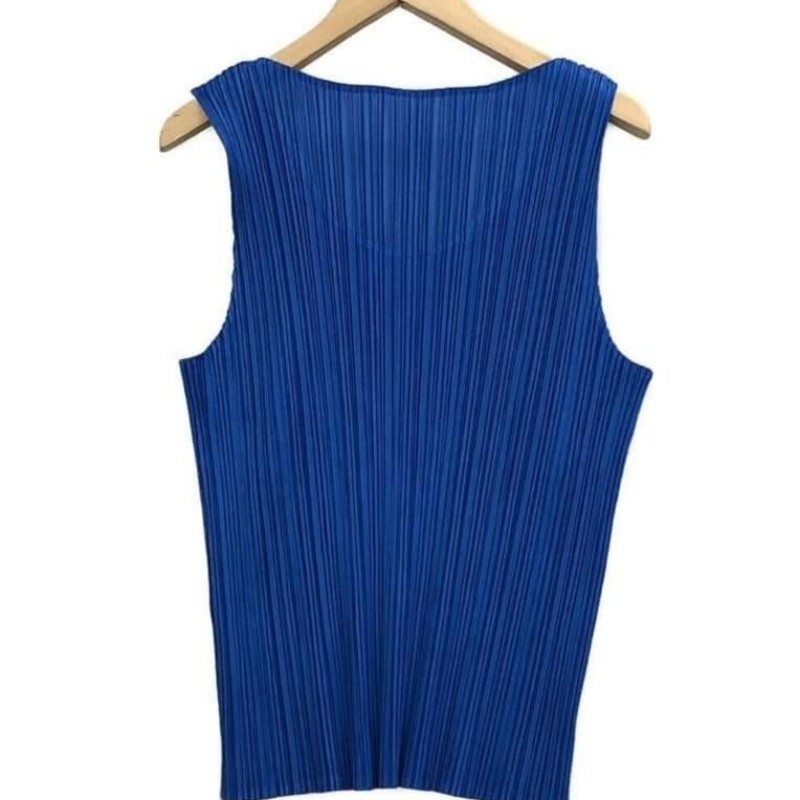 三宅一生Pleats please 寶藍色背心上衣3號-6