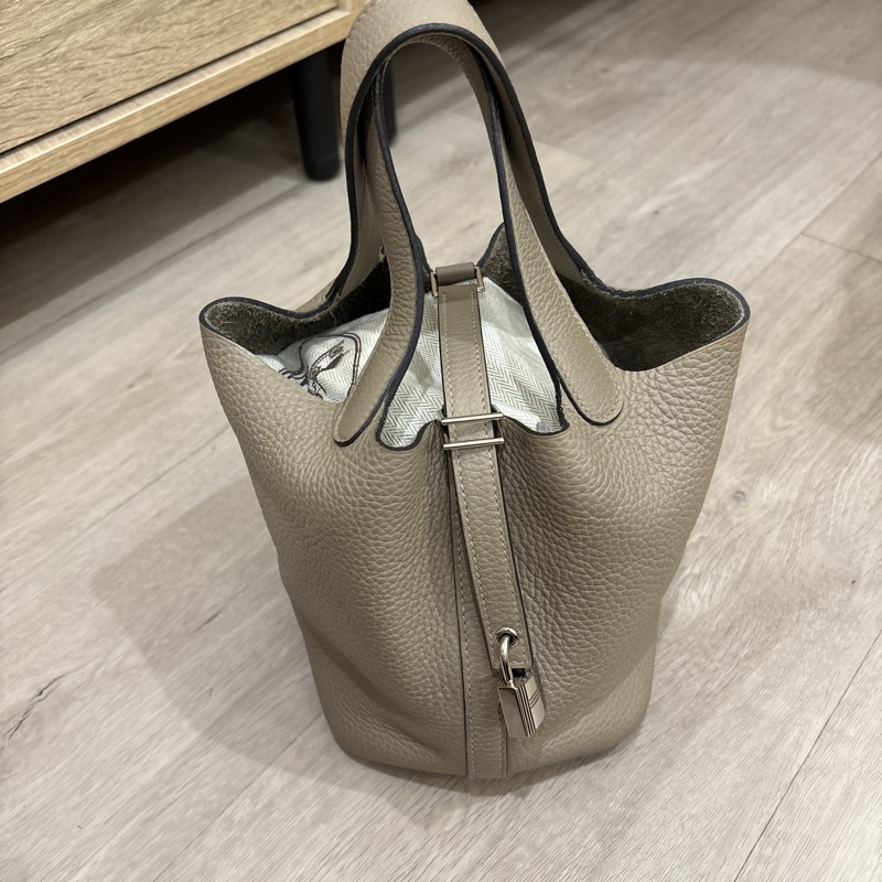 HERMES 愛馬仕菜籃子 p18 斑鳩灰 U刻-0