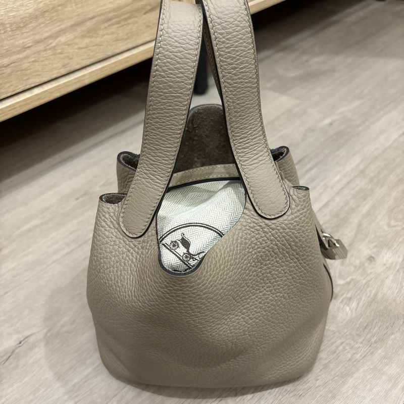 HERMES 愛馬仕菜籃子 p18 斑鳩灰 U刻-1