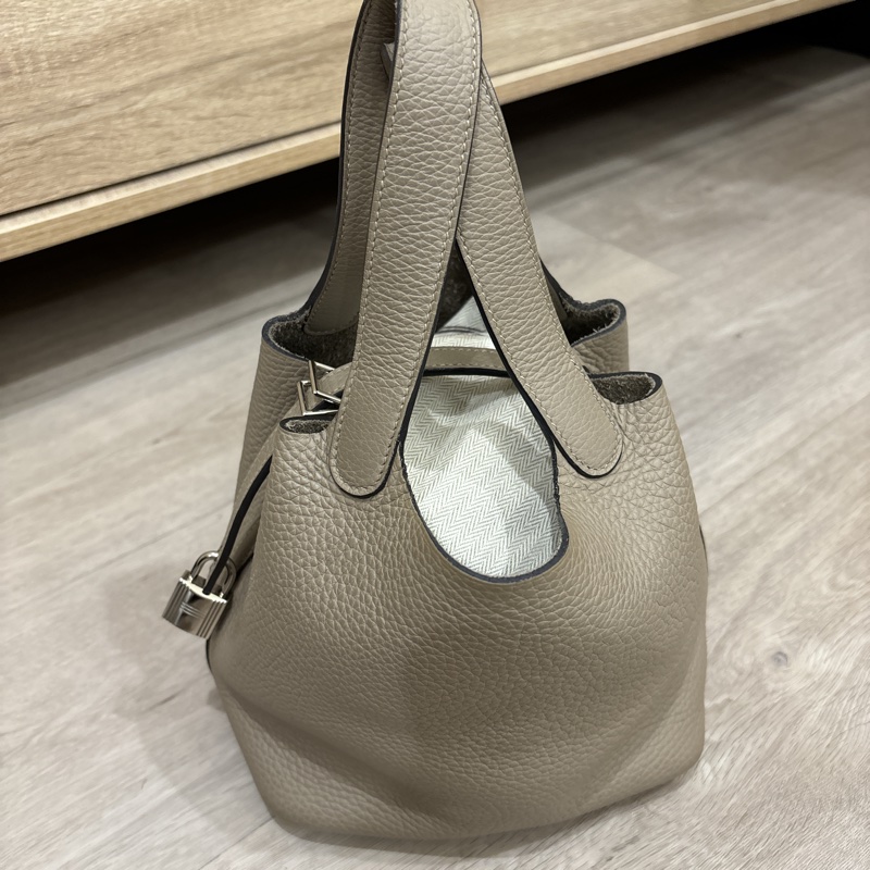 HERMES 愛馬仕菜籃子 p18 斑鳩灰 U刻-3