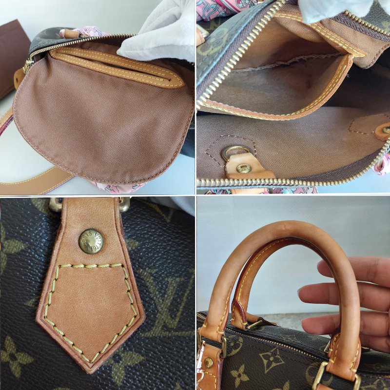 LV Speedy  25 cm 🎀實品拍照🎀  Vintage 波士頓包~二手品（不議價）-50