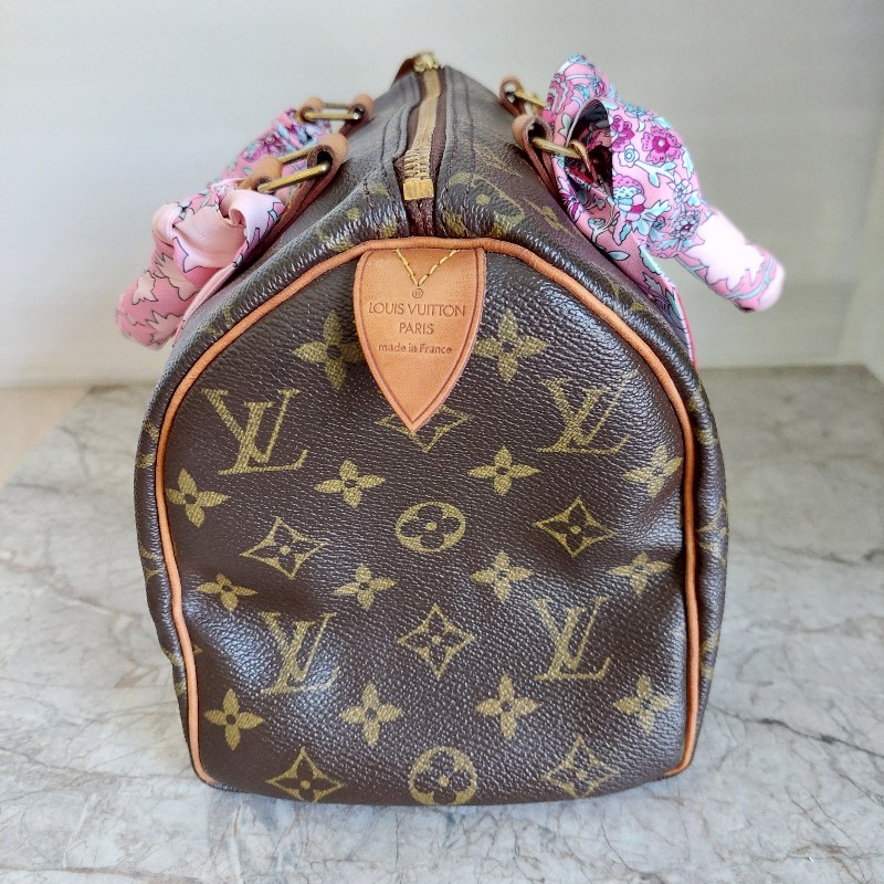LV Speedy  25 cm 🎀實品拍照🎀  Vintage 波士頓包~二手品（不議價）-28
