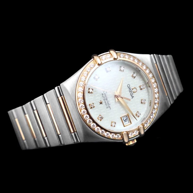金鐸精品~2333 OMEGA 歐米茄 constellation 星座系列 50周年款 玫瑰金珍珠母貝面 自動上鍊女用鑽錶-1