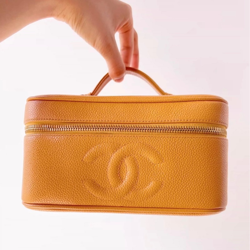 Chanel vintage vanity case荔枝牛皮中古化妝箱-0