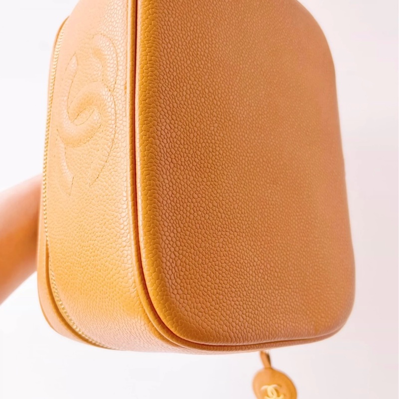 Chanel vintage vanity case荔枝牛皮中古化妝箱-2