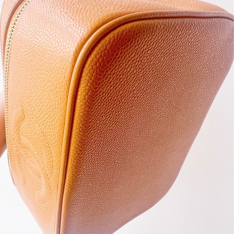 Chanel vintage vanity case荔枝牛皮中古化妝箱-11