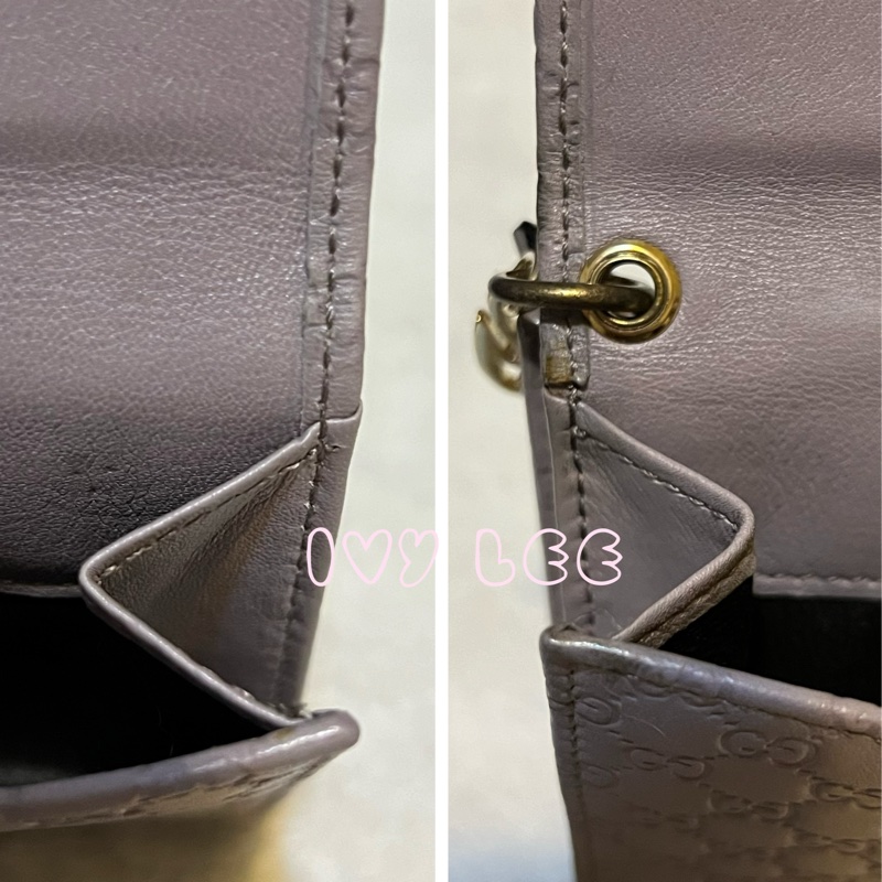 GUCCI(已售出)282579 丁香紫 GG壓紋 金屬釦環裝飾 短夾 二手精品-12