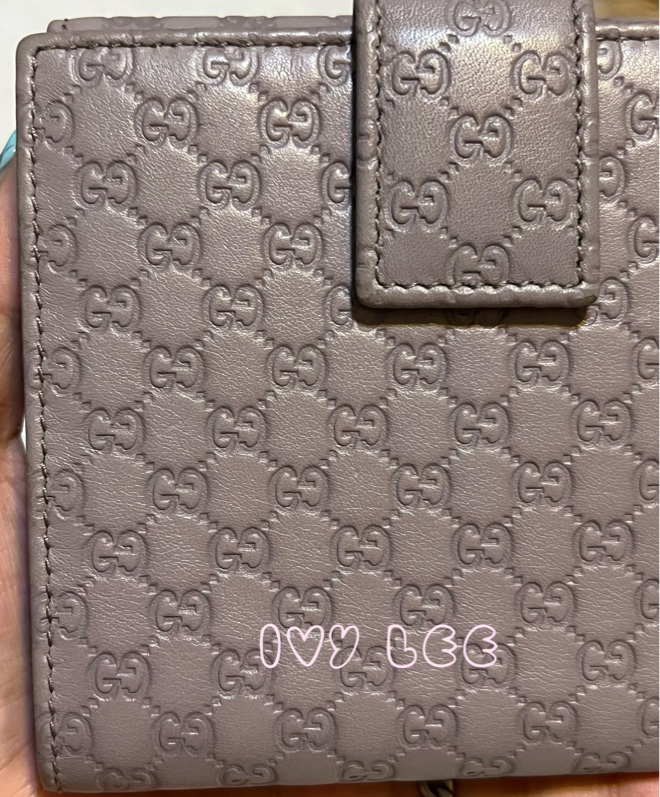 GUCCI(已售出)282579 丁香紫 GG壓紋 金屬釦環裝飾 短夾 二手精品-22