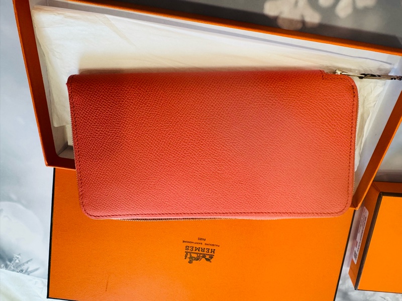 閒置品 正品 Hermes 愛馬仕 經典絲巾長夾 粉-24