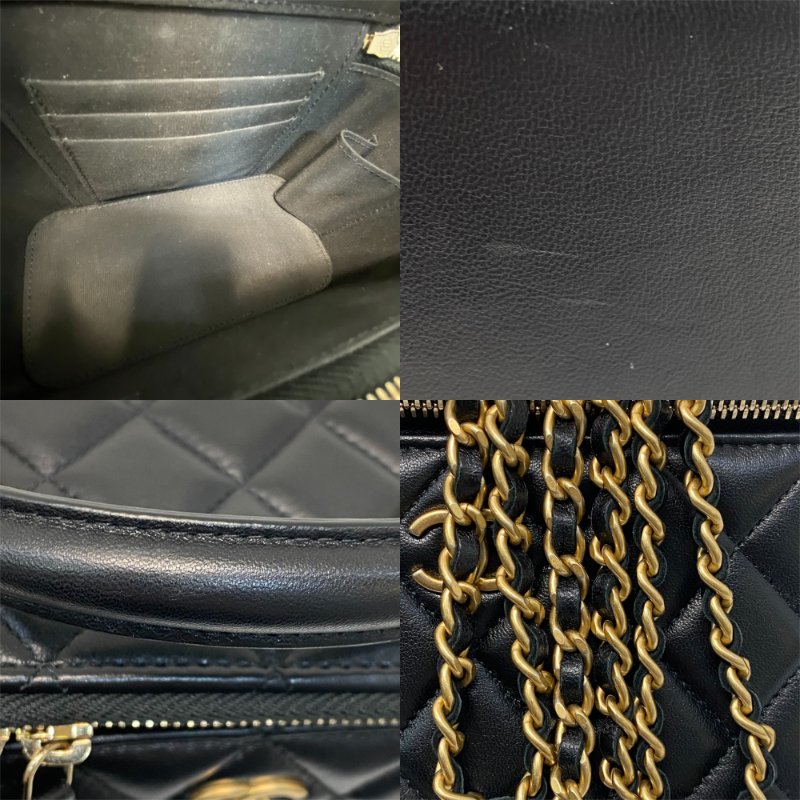 △ Chanel 香奈兒 Black Lambskin Gold-tone Metal Chain black Pink Handle Vanity Case 黑色羊皮金色金屬鏈條黑粉色手柄化妝箱 AP2199 - 247005194-12