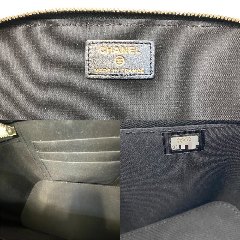 △ Chanel 香奈兒 Black Lambskin Gold-tone Metal Chain black Pink Handle Vanity Case 黑色羊皮金色金屬鏈條黑粉色手柄化妝箱 AP2199 - 247005194-13