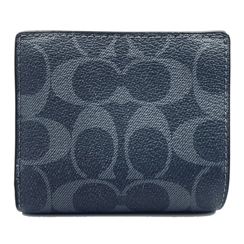【全新】COACH C LOGO字母C拉鍊零錢袋鈔票短夾(牛仔藍)-2