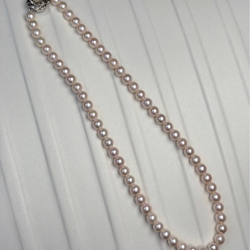 全新附鑑定書✨日本真品Akoya極品珍珠巴洛克極光珍珠帶粉紅皮光幾乎無瑕天然珍珠項鍊7-7.5mm-3