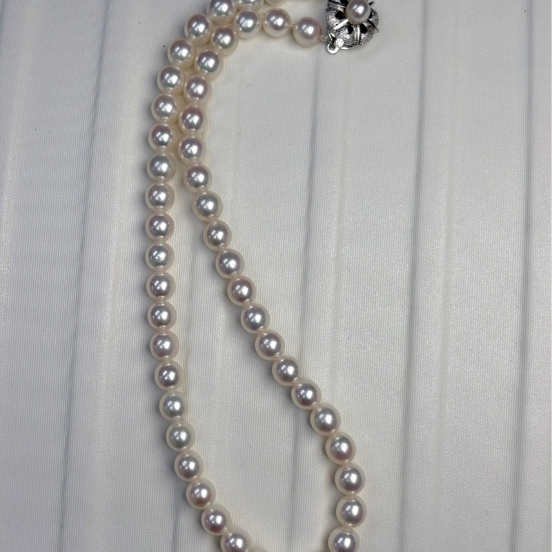 全新附鑑定書✨日本真品Akoya極品珍珠巴洛克極光珍珠帶粉紅皮光幾乎無瑕天然珍珠項鍊7-7.5mm-4