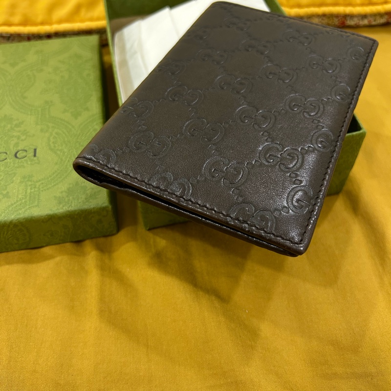 Gucci 護照夾/全皮革/深咖-3