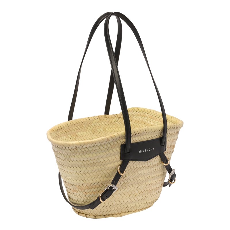 Givenchy 中款 Voyou 皮帶釦環草編包 米色《2024季度新品》-9