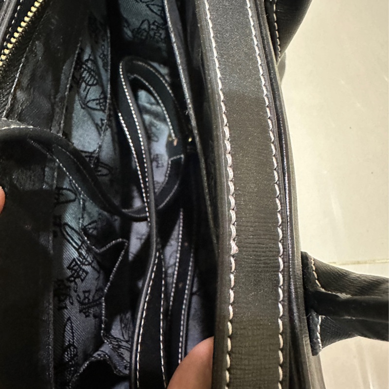 Vivienne Westwood 土星黑色手提肩背包 有瑕疵-5
