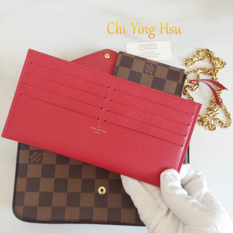 LV N40492 三合一 🎀現品實拍🎀經典棋盤格紋WOC翻蓋斜背鍊包/小提包~二手包-46