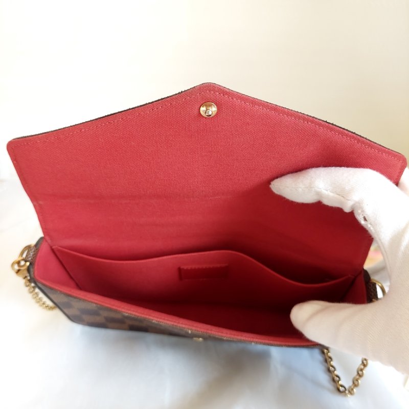 LV N40492 三合一 🎀現品實拍🎀經典棋盤格紋WOC翻蓋斜背鍊包/小提包~二手包-44