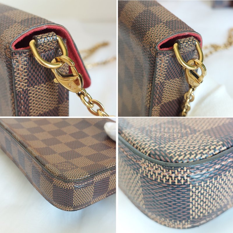 LV N40492 三合一 🎀現品實拍🎀經典棋盤格紋WOC翻蓋斜背鍊包/小提包~二手包-48