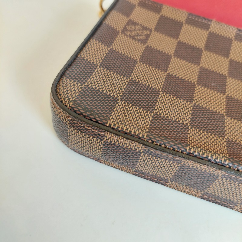 LV N40492 三合一 🎀現品實拍🎀經典棋盤格紋WOC翻蓋斜背鍊包/小提包~二手包-41