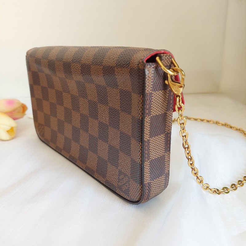 LV N40492 三合一 🎀現品實拍🎀經典棋盤格紋WOC翻蓋斜背鍊包/小提包~二手包-32