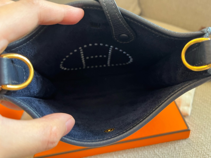 ❌售出❌ HERMES Evelyne Mini 伊芙琳 深藍 金釦-6