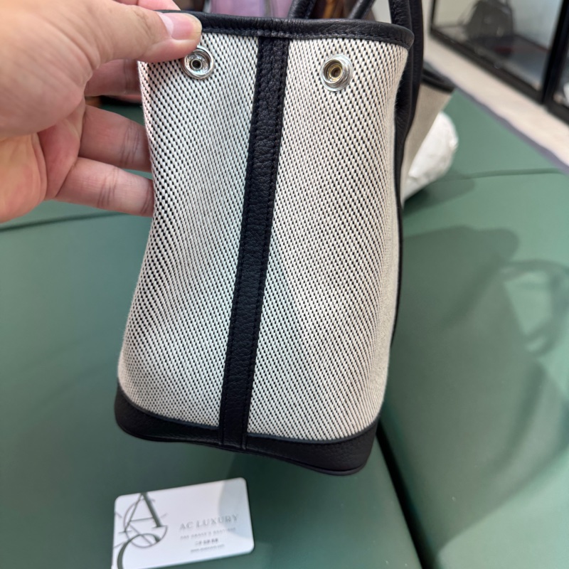 99%新 Hermes Garden Party GP30 黑白熊貓 拼色帆布-3