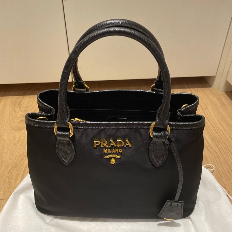 Prada 尼龍帆布手提兩用包 經典黑1BA173-0