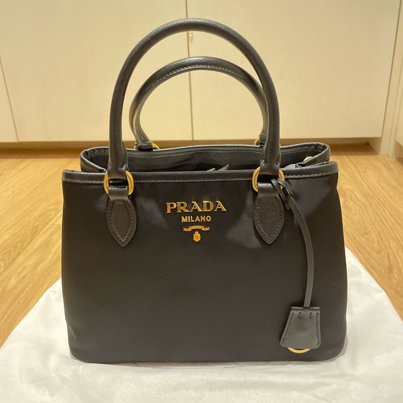 Prada 尼龍帆布手提兩用包 經典黑1BA173-5