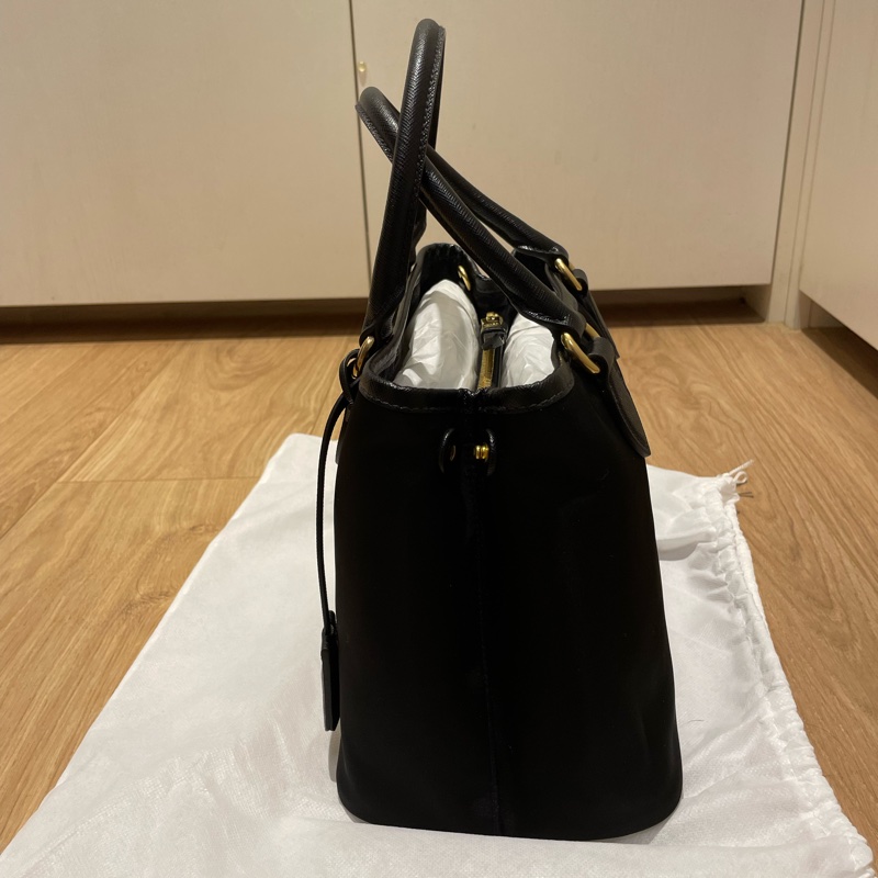 Prada 尼龍帆布手提兩用包 經典黑1BA173-7