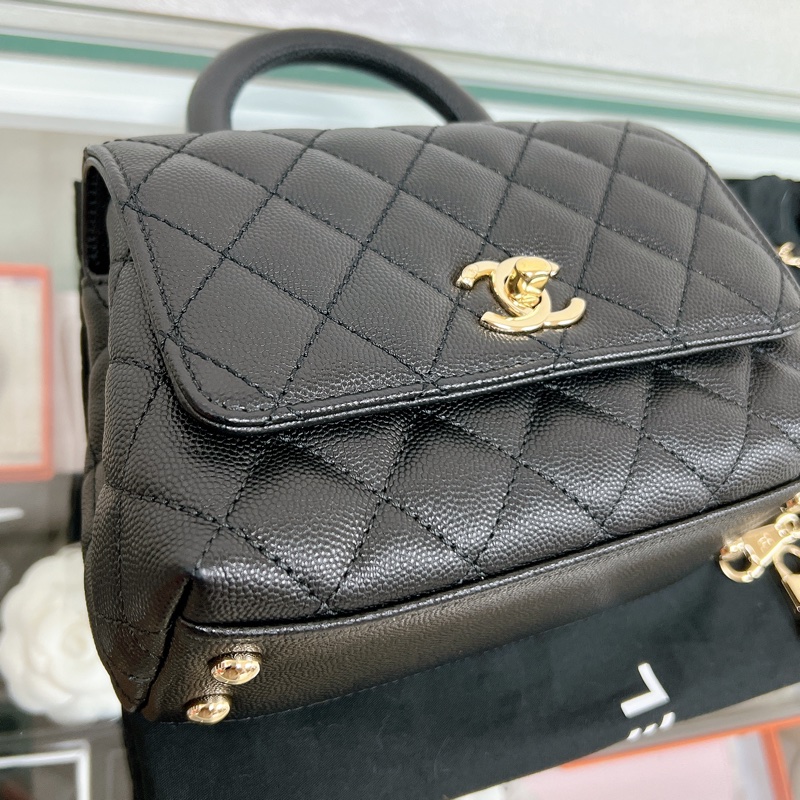 (已出❌) Chanel coco handle mini 迷你coco手柄包 黑金荔枝牛皮-4
